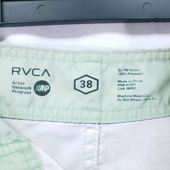 RVCA Artist Network Program Green Logo Pattern Beach Swim Trunks Size 38 - Picture 7 of 16